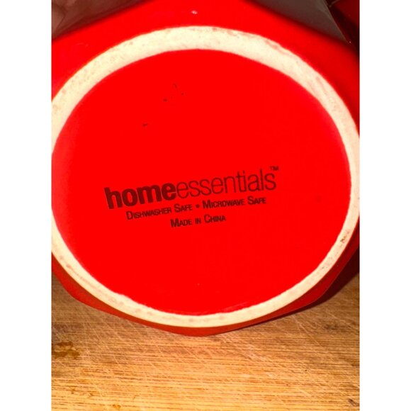Red Ceramic Mug By Home Essentials 4" Tall Dishwasher & Microwave Safe Made In C - Picture 3 of 5